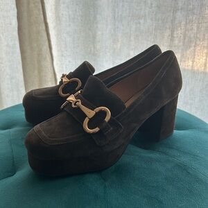 BiBi Lou Women’s Brown Suede Heeled Loafers